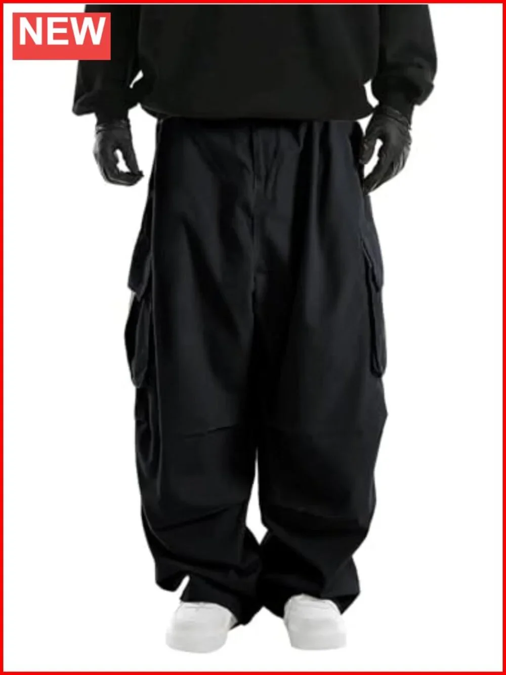 Baggy Cargo Pants Elastic Drawstring Parachute Joggers Hiking Pants with Pockets